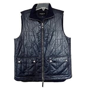Lafayette 148 navy quilted leather vest size Small